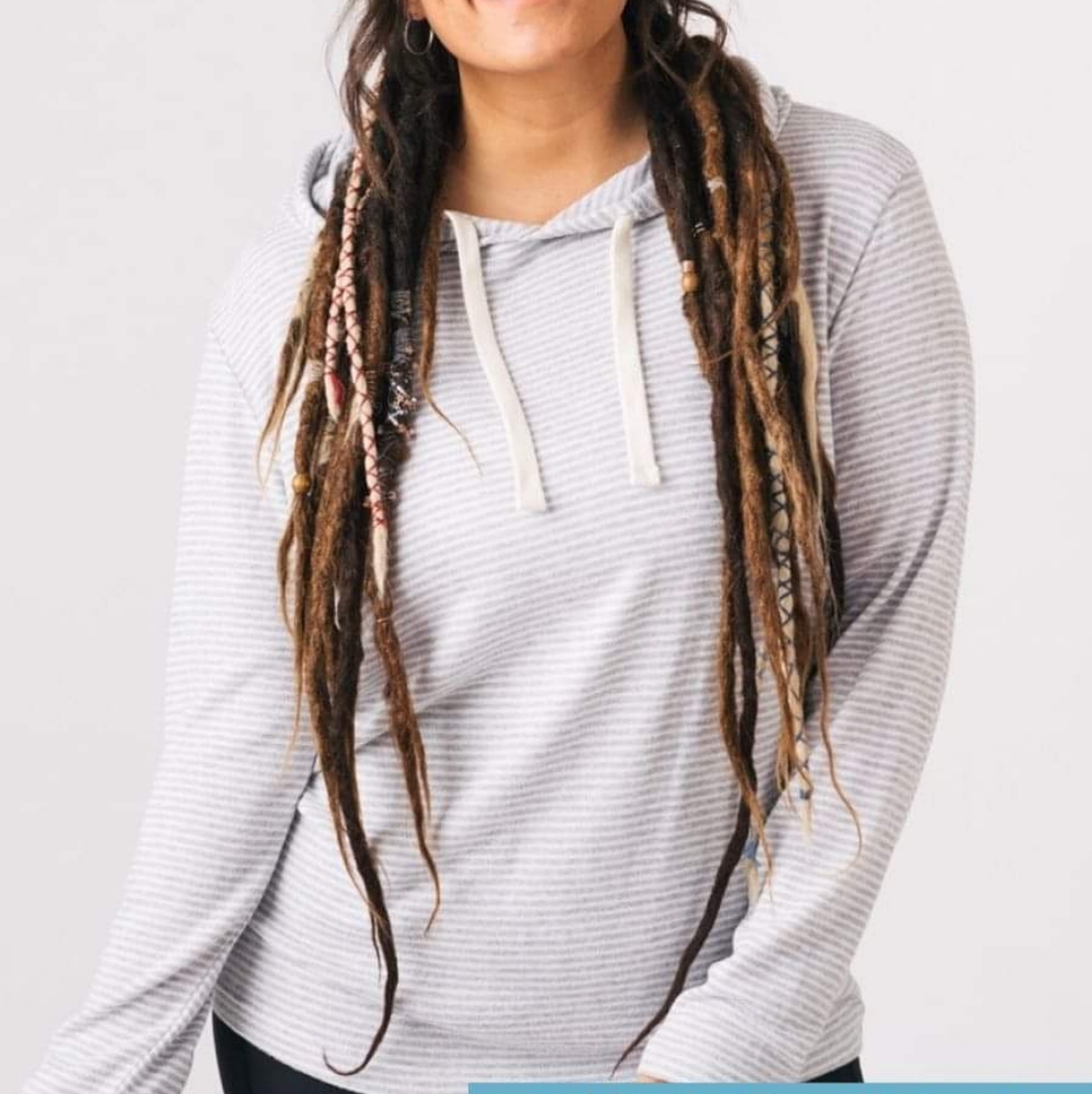 ZYIA Gray striped Boyfriend Hoodie